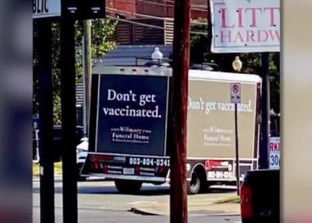 Rolling Billboard Advertising Fake Funeral Home Sends Strong Message to Unvaccinated People