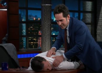 Paul Rudd Tells His Side of Seth Rogen’s Massage Prank Story, Gives Colbert a Demonstration