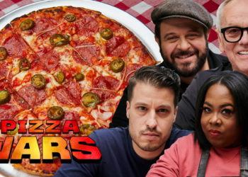 Adam Richman and Wolfgang Puck Judge a Chicago Tavern-Style Pizza Battle | Pizza Wars