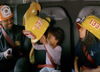 Watch Kanye West Take His Kids to School in a Fire Truck