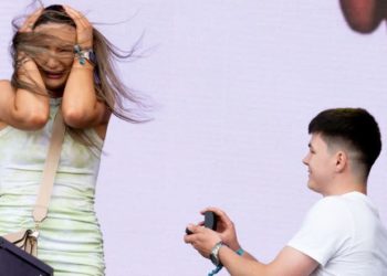 Engaged Couple Promised Honeymoon & Lifetime Parklife Entry Following On-Stage Proposal