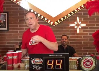 Competitive Eater Joey Chestnut Sets Record by Eating 44 Cane’s Chicken Fingers in 5 Minutes