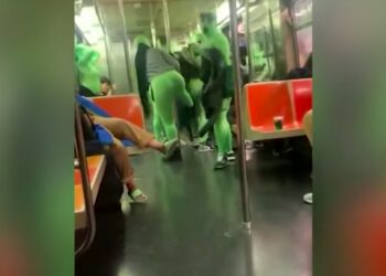 Video Shows Alleged Altercation Involving Group Wearing Green Bodysuits on NYC Subway