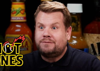 James Corden Experiences Mouth Karma While Eating Spicy Wings | Hot Ones