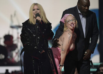 Topless Protestor Interrupts Avril Lavigne at the Juno Awards